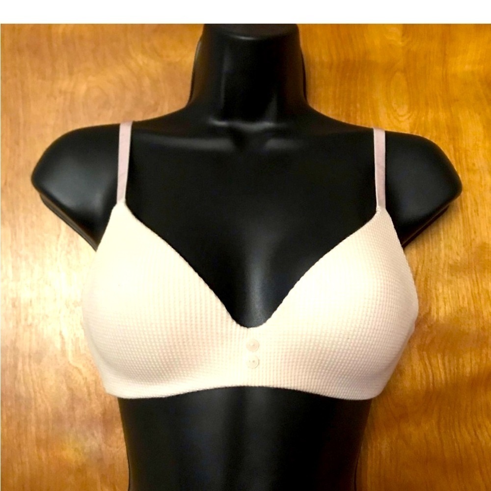 Victoria’s Secret Cotton Waffle-Knit T-Shirt Wireless Bra 34B EUC